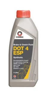 Гальмівна рідина DOT4 ESP (1L) [сухість: 265°C, вологість: 170°C, в\'язкість: 700мм²/с] SAE J1703, ISO/DIN 4925 COMMA DOT 4 ESP 1L
