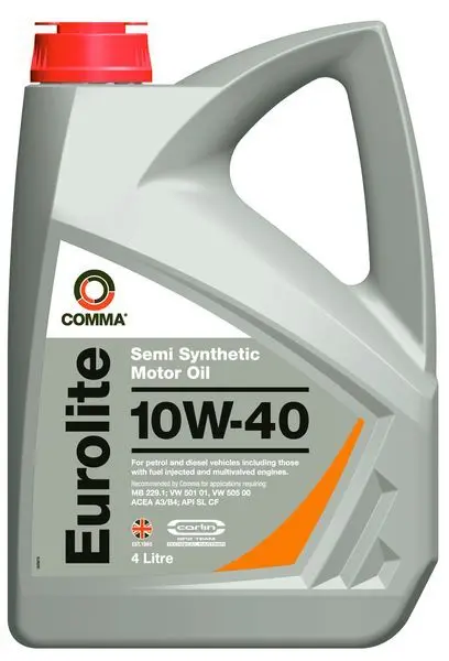 Моторна олива Eurolite (4L) 10W40 API CF SN ACEA A3 B4 MB 229.3 PSA B71 2300 RENAULT RN 0700 RENAULT RN 0710 VW 501.01 VW 505.00 COMMA EUROLITE 10W40 4L (фото 1)