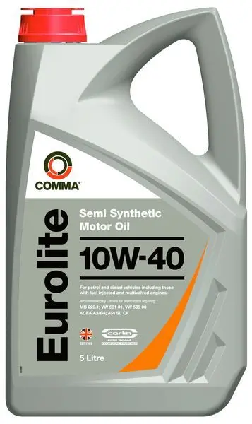 Моторна олива Eurolite (5L) 10W40 API CF SN MB 229.3 PSA B71 2300 RENAULT RN 0700 RENAULT RN 0710 VW 501.01 VW 505.00 COMMA EUROLITE 10W40 5L (фото 1)