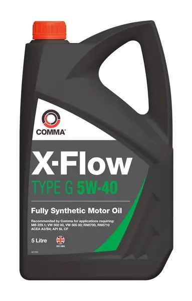 Моторна олива X-FLOW (5L) 5W40 API CF SL ACEA A3 B4 MB 229.1 RENAULT RN 0700 RENAULT RN 0710 VW 502.00 VW 505.00 COMMA X-FLOW G 5W40 SYNT. 5L (фото 1)