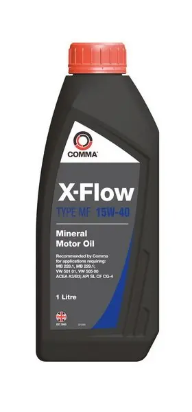 Моторна олива X-FLOW (1L) 15W40 API CF CG-4 SL ACEA A3 B3 MB 228.1 MB 229.1 VW 501.01 VW 505.00 COMMA X-FLOW MF 15W40 MIN. 1L (фото 1)