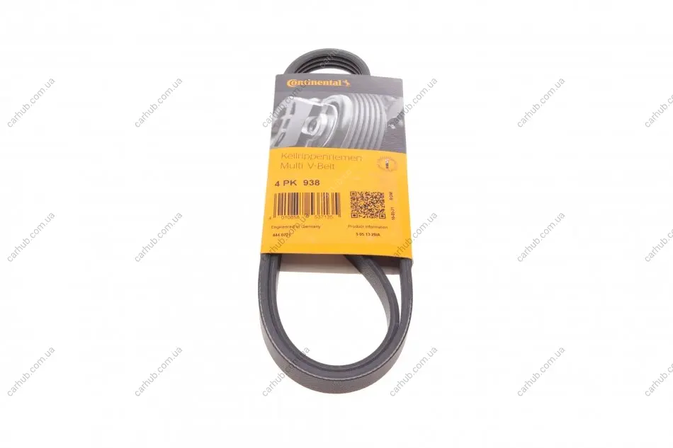 Ремінь генератора Fiat Fiorino 1.4/1.6i 93-01/Mitsubishi Galant 1.8/2.0 87-03/Toyota Hilux 2.4 97-05 CONTINENTAL Contitech 4PK938 (фото 1)