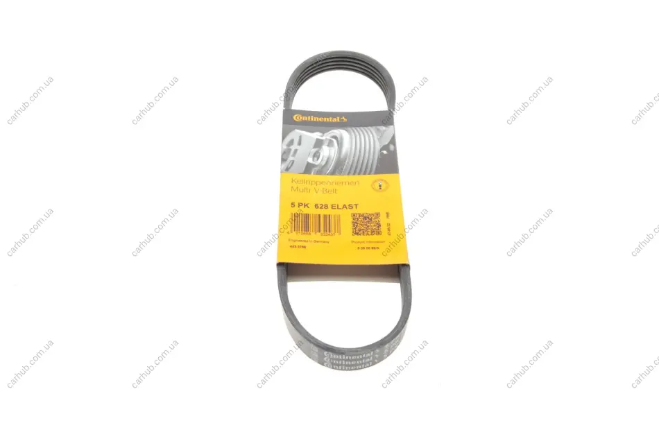 Ремінь генератора Ford Mondeo IV 2.5 07-15/Volvo S60/S80/V60/V70/XC60/XC70 07-16 CONTINENTAL Contitech 5PK628 ELAST (фото 1)