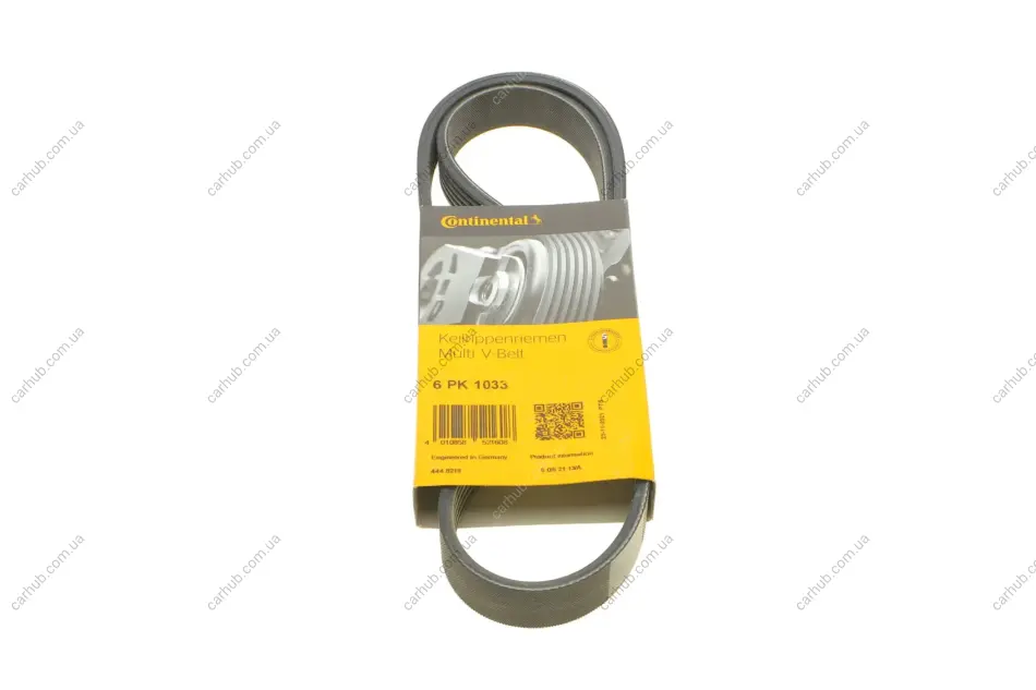 Ремінь генератора VW Golf/Passat 1.6-2.0 96-/Nissan Primera/Almera 2.0 90-01/Citroen C2 1.4 05-09 CONTINENTAL Contitech 6PK1033 (фото 1)