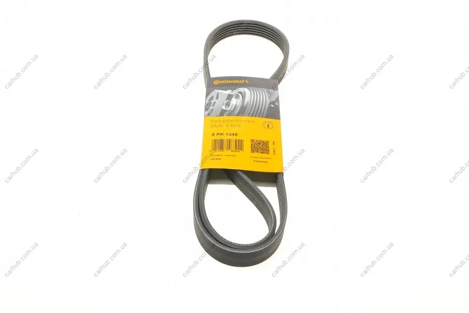 Поліклиновий ремінь (6PK1240) AUDI A3 MITSUBISHI MIRAGE / SPACE STAR VI RENAULT LAGUNA I, SAFRANE I, SAFRANE II TOYOTA AURIS, COROLLA VW GOLF V 1.0-3.2 12.92- Contitech 6 PK 1240 (фото 1)