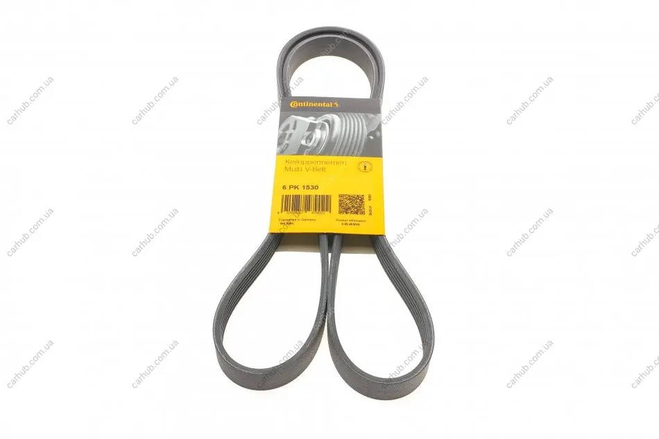 Поліклиновий ремінь (6PK1530) FORD ESCORT V, FIESTA III, ORION III FORD USA ESCAPE HYUNDAI ACCENT IV KIA CERATO I, CERATO II, RIO III OPEL ASTRA F, ASTRA F CLASSIC, CORSA B, TIGRA 1.4-1.8 01.92- Contitech 6 PK 1530 (фото 1)
