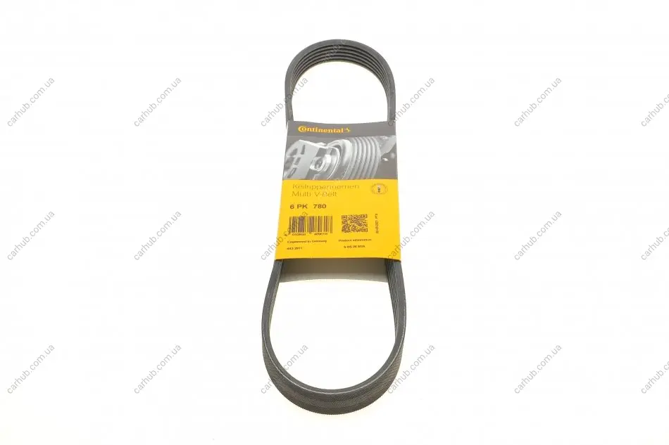 Поліклиновий ремінь (6PK780) LAND ROVER DEFENDER, DISCOVERY V, RANGE ROVER IV, RANGE ROVER SPORT II SEAT CORDOBA, IBIZA III SKODA FABIA I, FABIA I PRAKTIK, FABIA II, ROOMSTER 1.0-3.0H 04.99- Contitech 6 PK 780 (фото 1)
