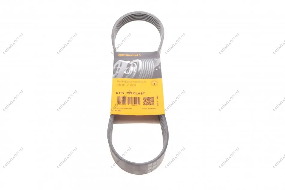 Поліклиновий ремінь (6PK799) AUDI A1, A3, A4 ALLROAD B9, A4 B9, Q3, TT SEAT ARONA, ATECA, IBIZA V, LEON, LEON SC, LEON ST, TOLEDO IV SKODA KAMIQ, KAROQ, KODIAQ I, OCTAVIA III 1.4/1.6D/2.0D 11.09- Contitech 6 PK 799 ELAST (фото 1)