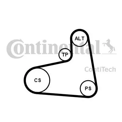 Комплект (ремінь + ролики) Contitech 6PK906K3 (фото 1)