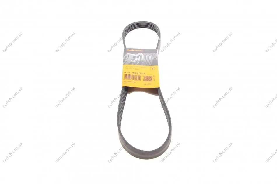 Ремінь генератора VW Polo/Up 11-/Skoda Fabia 14-/Seat Ibiza 1.0/1.6 15- CONTINENTAL Contitech 6PK989 ELAST (фото 1)