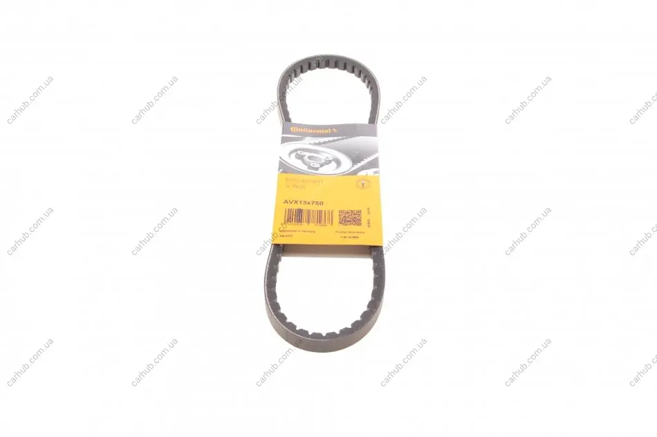 Ремінь генератора Fiat Tipo 1.8 90-95/Mitsubishi Pajero 2.0i/2.6 83-90/L300 2.5D 83-04 CONTINENTAL Contitech AVX13X750 (фото 1)