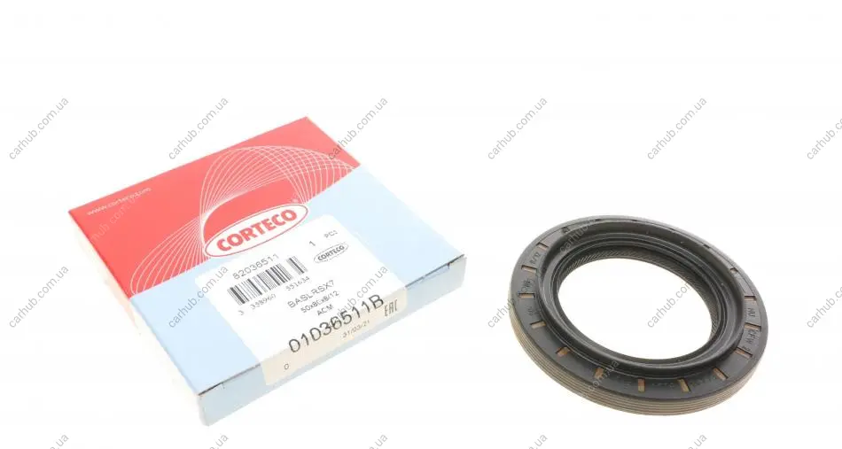 Сальник дифференціала VW Touareg 2.5-6.0 02-18/Alfa Romeo 159 1.9-3.2 05-11 (50x8/80x12mm) CORTECO 01036511B (фото 1)