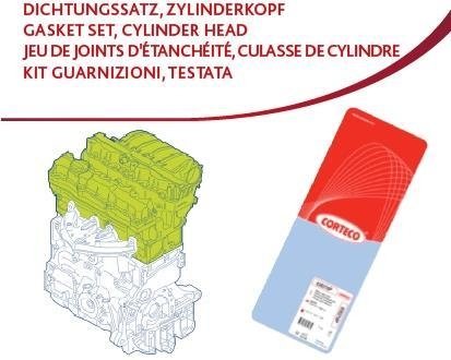 Комплект прокладок (верхний) Citroen Berlingo/Peugeot Partner 1.6 HDi 06- CORTECO 417766P (фото 1)