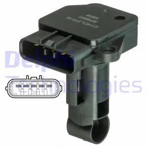 Витратомір повітря (5 pin, картрідж) LEXUS IS II TOYOTA AURIS, AVENSIS, COROLLA, COROLLA VERSO, DYNA, FORTUNER, HIACE / COMMUTER V, HIACE IV, HIACE V, HILUX VI, HILUX VII 1.4D-3.0D 02.00- Delphi AF10377-12B1