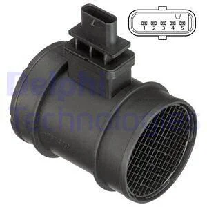 Витратомір повітря (5 pin, модуль) OPEL ASTRA H, ASTRA H CLASSIC, ASTRA H GTC, CORSA D, ZAFIRA B 1.7D 08.06-04.15 Delphi AF10393-12B1