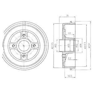 Гальмівний барабан задн NISSAN KUBISTAR RENAULT 18, 18 VARIABLE, 20, 21, 25, CLIO I, ESPACE I, ESPACE II, FUEGO, KANGOO, KANGOO EXPRESS, LAGUNA I, MEGANE I, MEGANE SCÉNIC 1.0-Electric 10.77- Delphi BF423 (фото 1)