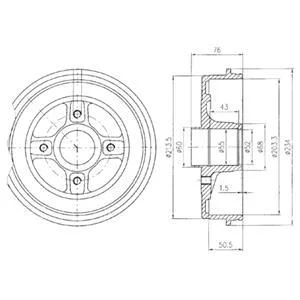 Гальмівний барабан задн NISSAN KUBISTAR RENAULT 18, 18 VARIABLE, 20, 21, 25, CLIO I, ESPACE I, ESPACE II, FUEGO, KANGOO, KANGOO EXPRESS, LAGUNA I, MEGANE I, MEGANE SCÉNIC 1.0-Electric 10.77- Delphi BF423