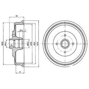 Гальмівний барабан задн SEAT INCA VW CADDY, CADDY II 1.4-1.9D 11.95-06.09 Delphi BF430