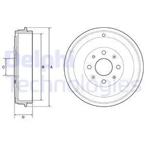 Гальмівний барабан задн FIAT GRANDE PUNTO, PUNTO, PUNTO EVO OPEL ADAM, CORSA D, CORSA E 0.9-1.4LPG 06.05- Delphi BF503 (фото 1)