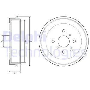 Гальмівний барабан задн CITROEN C1, C1 II PEUGEOT 107, 108 TOYOTA AYGO 1.0/1.2/1.4D 06.05- Delphi BF506 (фото 1)