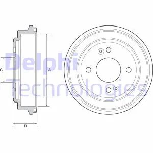 Гальмівний барабан задн HYUNDAI GETZ 1.1-1.6 09.02- Delphi BF551 (фото 1)