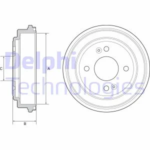 Гальмівний барабан задн HYUNDAI GETZ 1.1-1.6 09.02- Delphi BF551