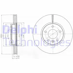 Комплект гальмівних дисків (2 шт) передн лів/прав CHEVROLET CRUZE, ORLANDO, TRAILBLAZER, VOLT OPEL AMPERA, ASTRA J, ASTRA J GTC, MOKKA / MOKKA X, ZAFIRA C 1.3-2.0D 05.09- Delphi BG4278C (фото 1)