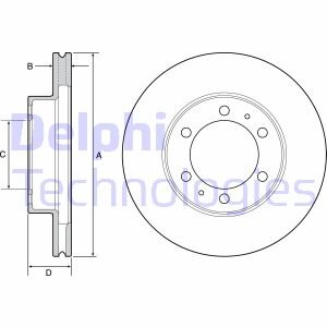 Комплект гальмівних дисків (2 шт) передн Лів/Прав TOYOTA 4 RUNNER IV, FJ CRUISER, FORTUNER, HILUX VII, HILUX VIII 2.4D-4.7 08.02- Delphi BG4557