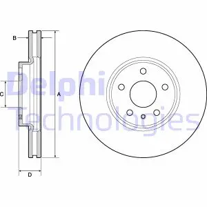 Комплект гальмівних дисків (2 шт) передн лів/прав FORD MONDEO V FORD USA FUSION 1.0-2.7 09.12-03.22 Delphi BG4702C (фото 1)