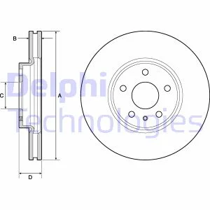 Комплект гальмівних дисків (2 шт) передн лів/прав FORD MONDEO V FORD USA FUSION 1.0-2.7 09.12-03.22 Delphi BG4702C