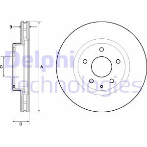 Диск тормозной (передний) (к-кт 2шт) Mazda 3 13-/CX-3 15- (295x25) (с покрытием) (вентил.) Delphi BG4713C