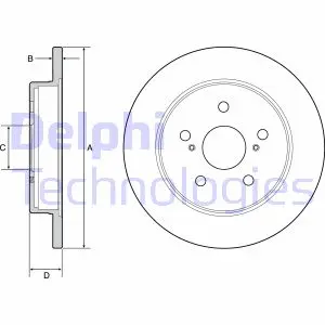 Комплект гальмівних дисків (2 шт) задн лів/прав LEXUS ES, NX, UX TOYOTA CAMRY, C-HR, COROLLA CROSS, PRIUS, RAV 4 V, YARIS CROSS 1.2-3.5 07.14- Delphi BG4928C (фото 1)