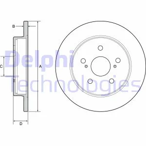 Комплект гальмівних дисків (2 шт) задн лів/прав LEXUS ES, NX, UX TOYOTA CAMRY, C-HR, COROLLA CROSS, PRIUS, RAV 4 V, YARIS CROSS 1.2-3.5 07.14- Delphi BG4928C