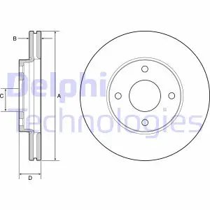 Комплект гальмівних дисків (2 шт) передн лів/прав FORD FIESTA VII 1.0-1.5D 05.17- Delphi BG4953C (фото 1)
