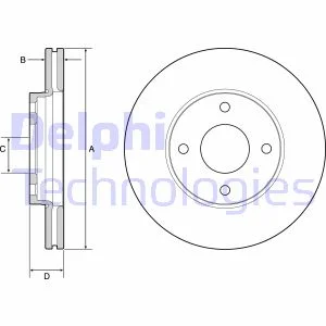 Комплект гальмівних дисків (2 шт) передн лів/прав FORD FIESTA VII 1.0-1.5D 05.17- Delphi BG4953C