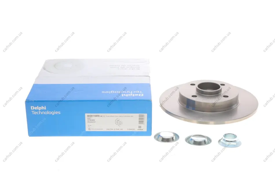 Диск гальмівний (задній) Citroen C4 II/Peugeot 308 08- (249х9) (+ABS) (з підшипником) DELPHI Delphi BG9116RS (фото 1)