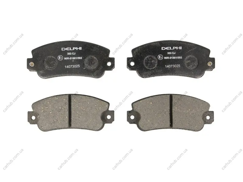 Комплект гальмівних колодок передн, ABARTH RITMO ALFA ROMEO 145, 146, 155 FIAT 131, 147, ARGENTA, BARCHETTA, PANDA, PUNTO, REGATA, RITMO, TEMPRA, TIPO, UNO LANCIA DEDRA 0.65-2.5D 10.76-06.06 Delphi LP0353 (фото 1)
