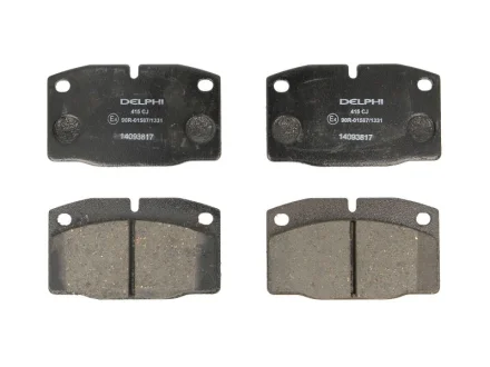 Комплект гальмівних колодок передн, LOTUS ELAN OPEL ASCONA B, ASCONA C, ASTRA F, ASTRA F CLASSIC, ASTRA G, CALIBRA A, COMBO, CORSA A, CORSA A TR, CORSA B, KADETT D, KADETT E 1.0-2.6 09.75-01.05 Delphi LP0415