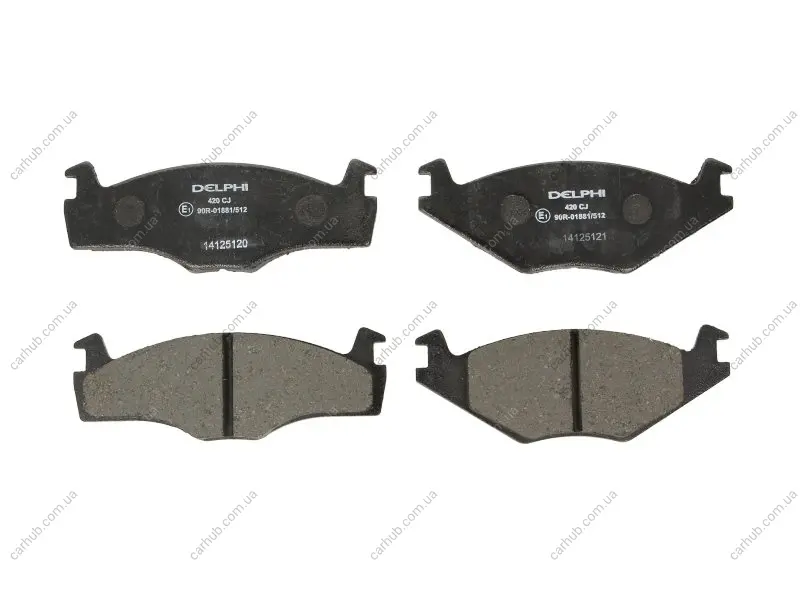 Комплект гальмівних колодок передн, SEAT CORDOBA, CORDOBA VARIO, IBIZA II, TOLEDO I VW GOLF I, GOLF II, GOLF III, JETTA I, JETTA II, PASSAT B2, PASSAT B3/B4, POLO 1.0-2.2 08.76-10.02 Delphi LP0420 (фото 1)