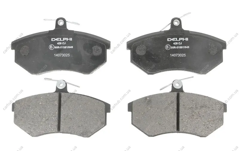 Комплект гальмівних колодок передн, AUDI 100 C3, 80 B2, 80 B4, A4 B5, COUPE B2, COUPE B3 CHERY A3, COWIN 5 GEELY CK SEAT CORDOBA, CORDOBA VARIO, IBIZA II, INCA, TOLEDO I 1.3-2.9 08.82- Delphi LP0429 (фото 1)