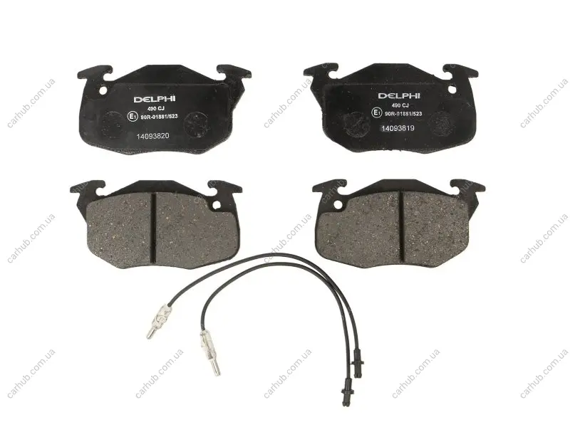Комплект гальмівних колодок передн, CITROEN SAXO PEUGEOT 106 I, 106 II, 205, 205 I, 205 II, 305, 305 I, 305 II, 309, 309 I, 309 II, 405 I, 405 II RENAULT 11, 18 1.0-Electric 05.77-07.04 Delphi LP0490 (фото 1)