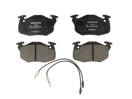 Комплект гальмівних колодок передн, CITROEN SAXO PEUGEOT 106 I, 106 II, 205, 205 I, 205 II, 305, 305 I, 305 II, 309, 309 I, 309 II, 405 I, 405 II RENAULT 11, 18 1.0-Electric 05.77-07.04 Delphi LP0490