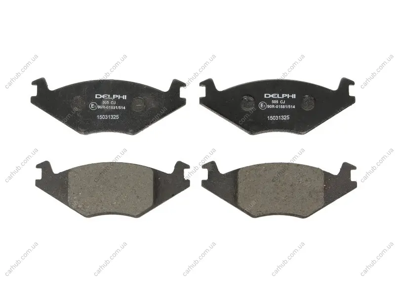 Комплект гальмівних колодок передн, SEAT CORDOBA, IBIZA II VW GOLF I, GOLF II, JETTA I, JETTA II, POLO, POLO CLASSIC, POLO II, POLO III CLASSIC 1.0-1.9D 04.74-10.02 Delphi LP0505 (фото 1)