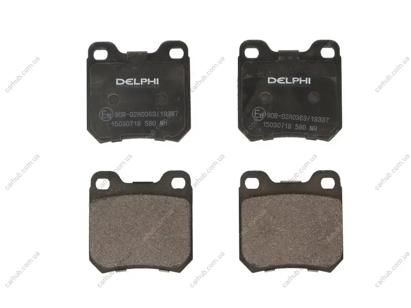 Комплект гальмівних колодок задн, OPEL KADETT E, OMEGA A, OMEGA B, SENATOR B, VECTRA B SAAB 900 II, 9-3, 9-5 1.6-3.6 09.84-12.09 Delphi LP0590 (фото 1)