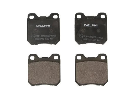 Комплект гальмівних колодок задн, OPEL KADETT E, OMEGA A, OMEGA B, SENATOR B, VECTRA B SAAB 900 II, 9-3, 9-5 1.6-3.6 09.84-12.09 Delphi LP0590