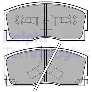 Комплект гальмівних колодок передн, DAIHATSU APPLAUSE I, APPLAUSE II, CHARADE II, CHARADE III, CHARADE IV 1.0-1.6 10.83-09.00 Delphi LP0626 (фото 1)