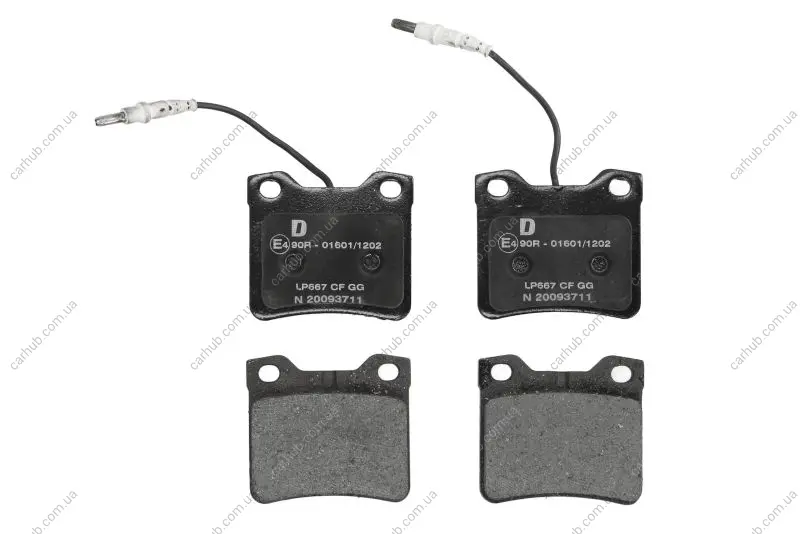 Комплект гальмівних колодок задн, MERCEDES SPRINTER 2-T (B901, B902), V (638/2), VITO (W638) AUDI 80 B2 PEUGEOT 406, 605, 607 1.6-3.0 02.86-05.06 Delphi LP0667 (фото 1)