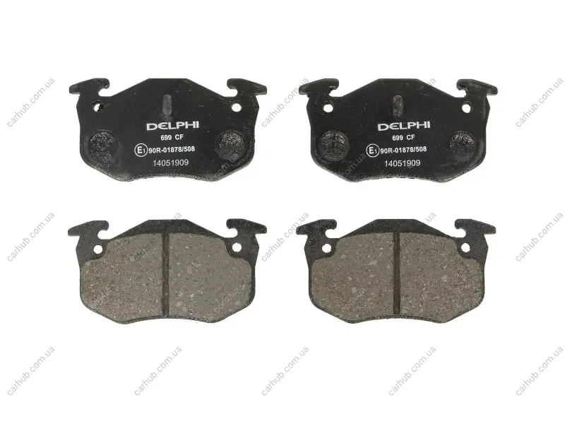 Комплект гальмівних колодок задн, CITROEN SAXO, XSARA, ZX PEUGEOT 106 II, 205 I, 205 II, 206, 306, 309, 309 I, 309 II RENAULT 11, 19 I, 19 I CHAMADE, 19 II, 19 II CHAMADE, 9 1.1-2.0D 04.84- Delphi LP0699 (фото 1)