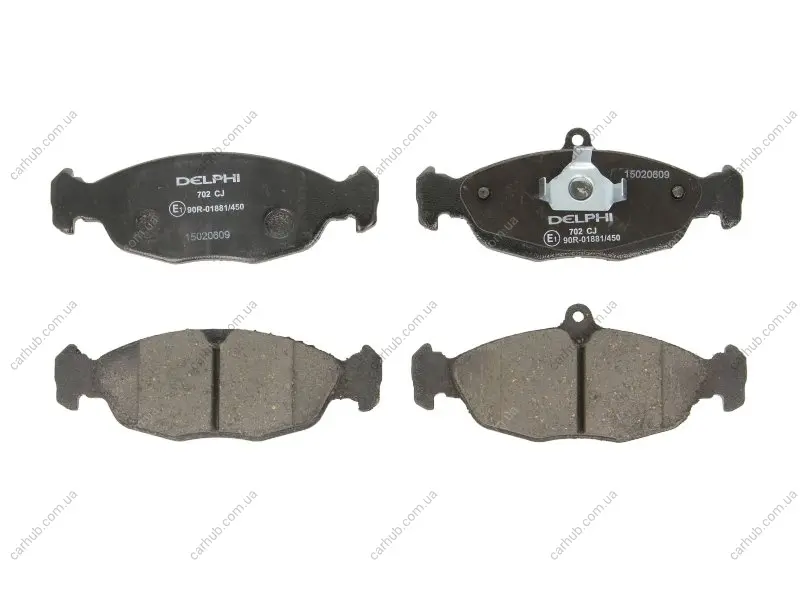 Комплект гальмівних колодок передн, CHEVROLET CORSA, LANOS, TIGRA DAEWOO CIELO, LANOS, LEMANS, NEXIA JAGUAR XJ OPEL ASTRA F, ASTRA F CLASSIC, COMBO, CORSA A, CORSA A TR 1.0-4.0 09.82- Delphi LP0702 (фото 1)
