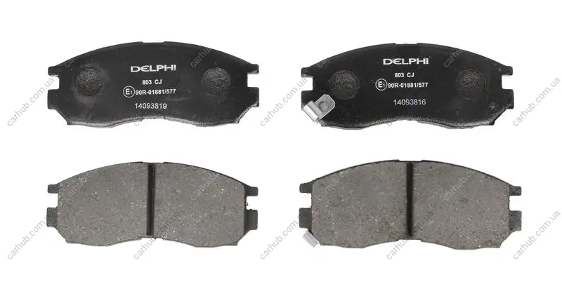 Комплект гальмівних колодок передн, DODGE AVENGER HYUNDAI SANTAMO MITSUBISHI COLT III, COLT IV, ECLIPSE I, ECLIPSE II, GALANT VI, GALANT VII, GALANT VIII, LANCER III 1.3-2.5 01.87-06.07 Delphi LP0803 (фото 1)